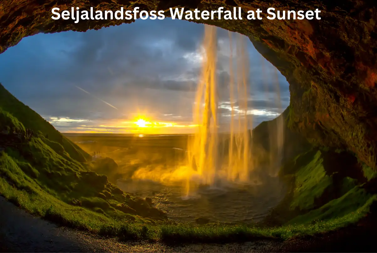 Seljalandsfoss Waterfall at Sunset